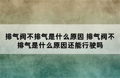 排气阀不排气是什么原因 排气阀不排气是什么原因还能行驶吗